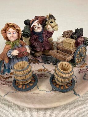 1996 Pioneer Wagon Trail Resin Tea Set Westward Expansion Map Popular Imports